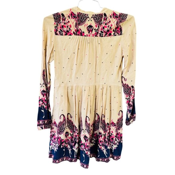 Free People Women's Size XSmall Tan and Burgundy Dress. - Picture 11 of 11